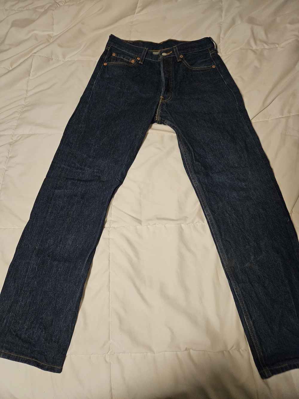 Levi's 501 Straight Fit Jeans in size 31x32, made in Mexico from 100% cotton